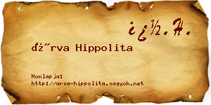 Árva Hippolita névjegykártya